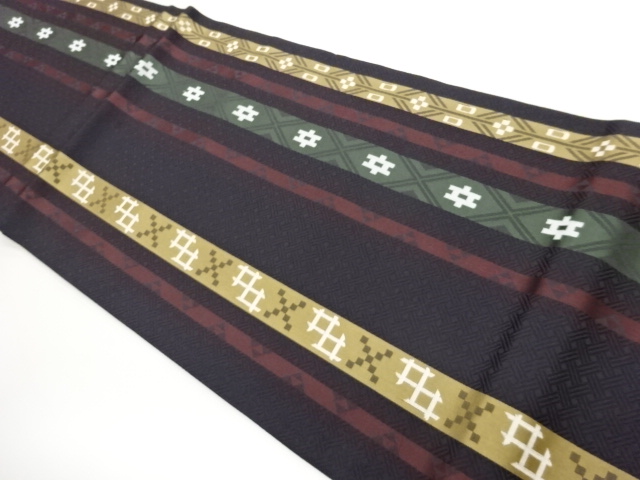 JAPANESE HIRAKI NAGOYA OBI / WOVEN GEOMETRIC
